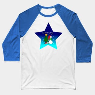 christmas, cute snowman, christmas tree, snowflakes, star Baseball T-Shirt